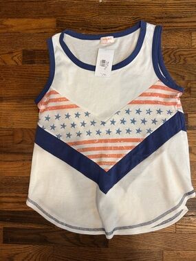 Sleeveless Chevron Star Tank Top - White, Navy & Red